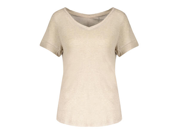 Lily V-neck Sand Melange XS T-shirt med V-hals 
